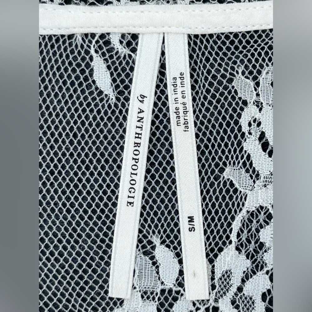 By Anthropologie White Lace Long Robe S/M - Picture 5 of 12